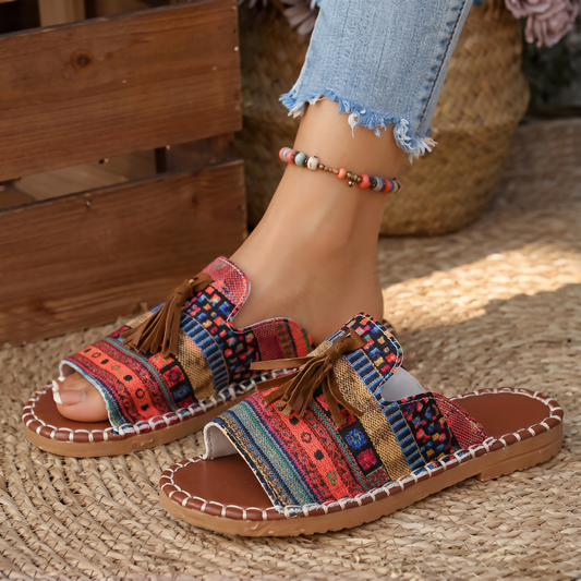 TAMARLEY BOHO TASSEL SLIDES