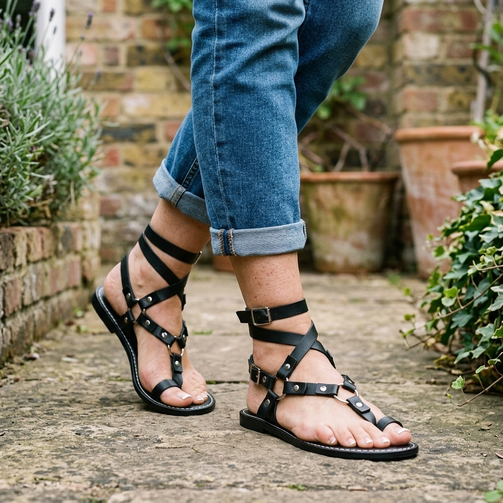 VESPERLEIGH STUDDED GLADIATOR SANDALS