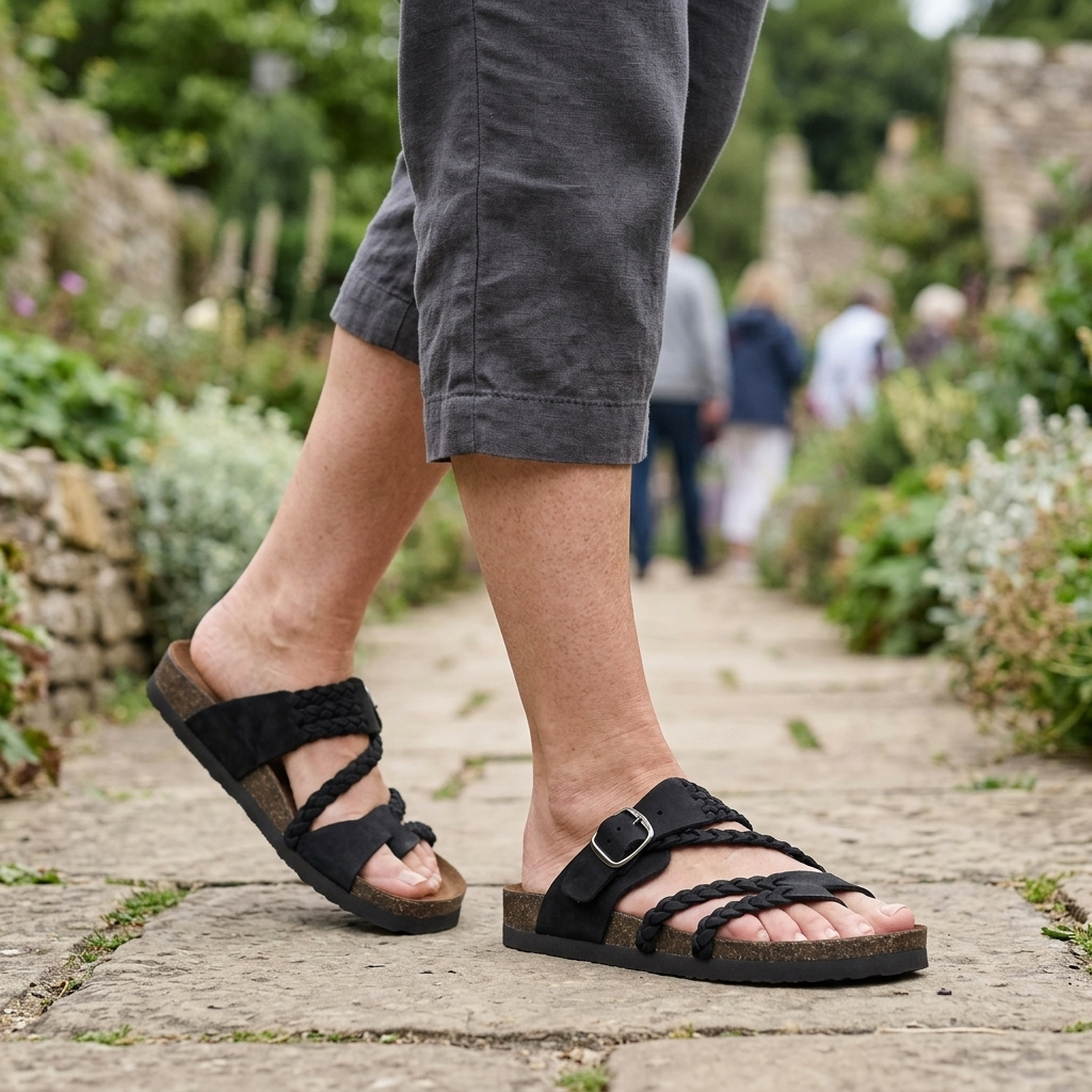 WYTHENDALE BRAIDED CORK SANDALS