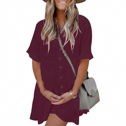 CLOVERDEN BUTTON-FRONT POCKET DRESS