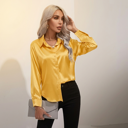 SELWORTH SATIN V-NECK BLOUSE