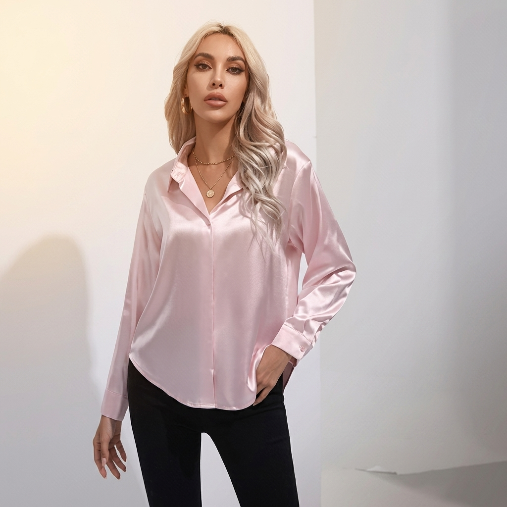 SELWORTH SATIN V-NECK BLOUSE