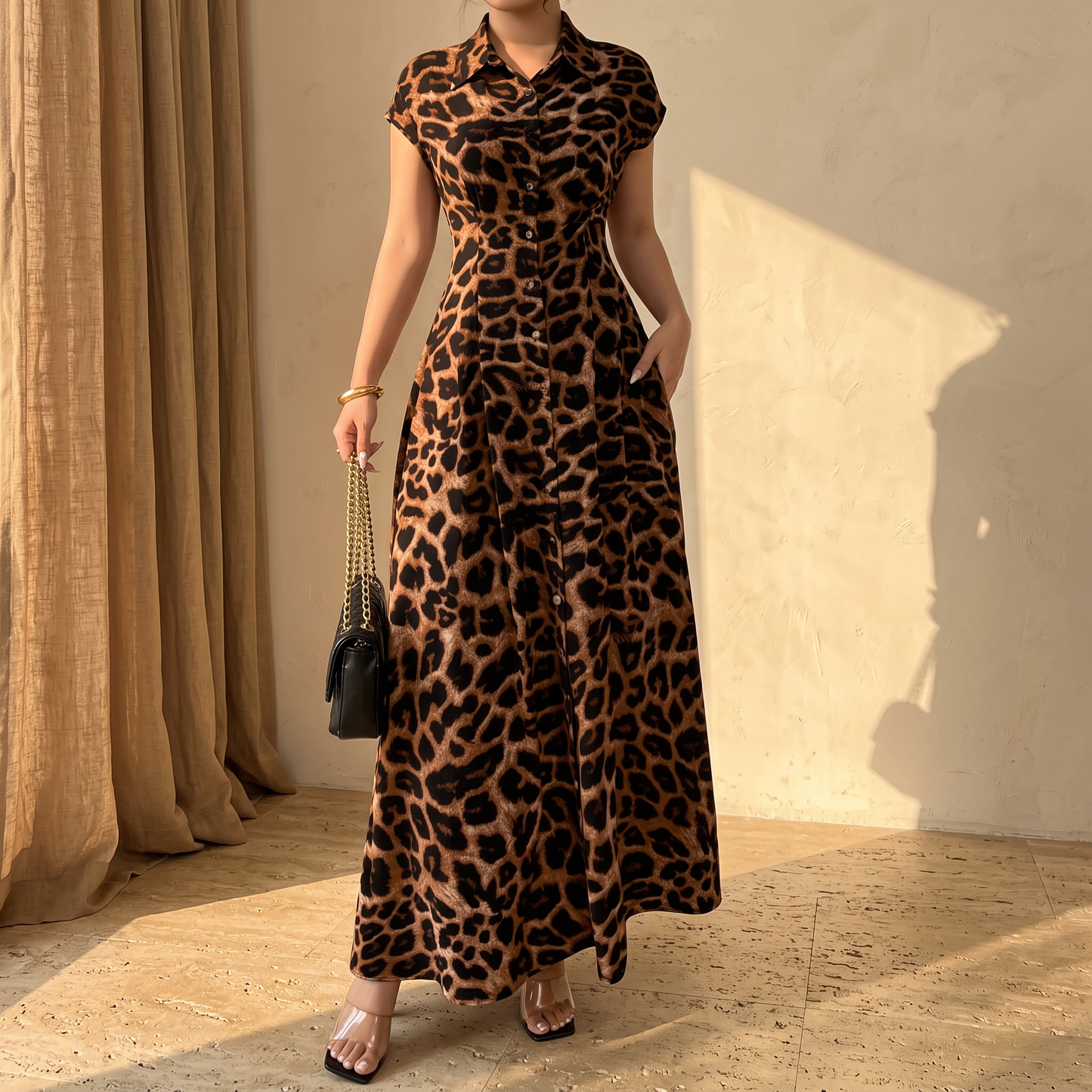 KINSELLA LEOPARD COLLARED DRESS