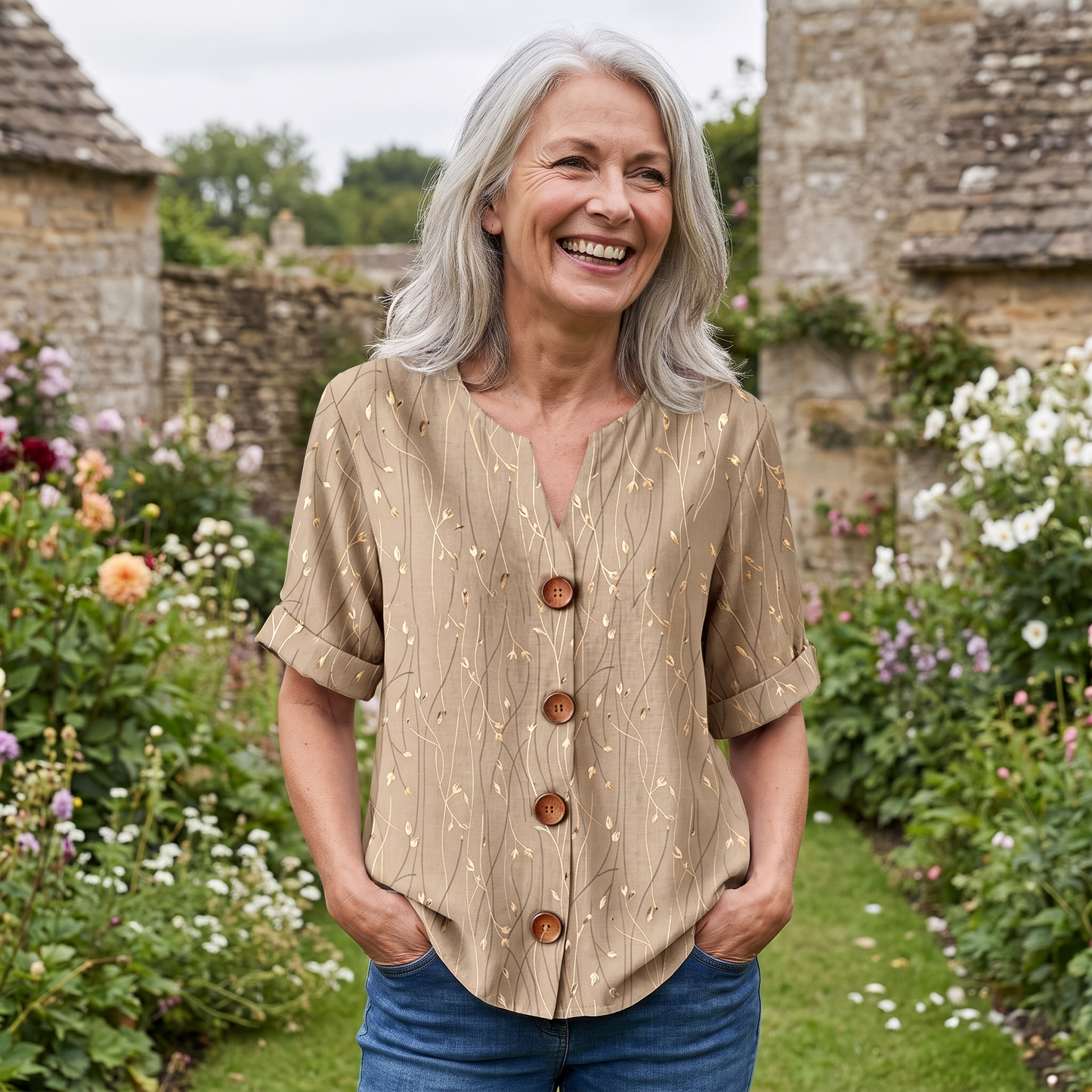 VEREDON BUTTON DETAIL BLOUSE
