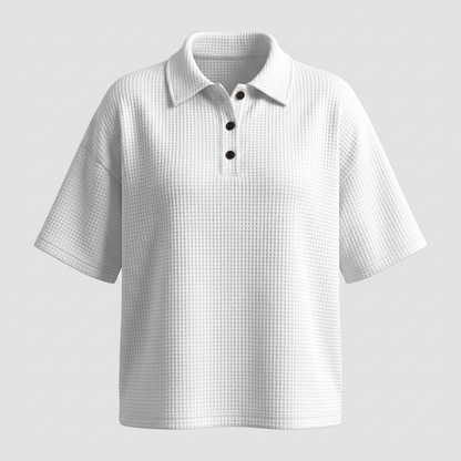 BANBURY SOFT WAFFLE POLO BLOUSE