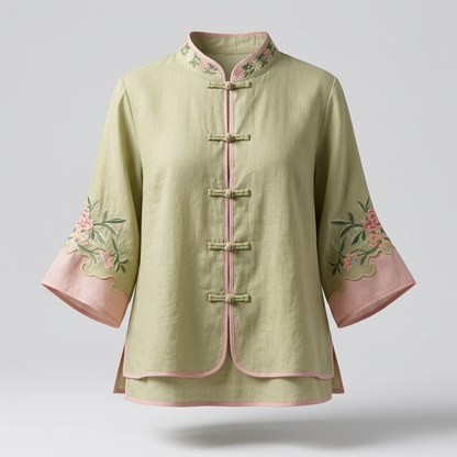 MARCOMBE FLARE-CUFF EMBROIDERED BLOUSE
