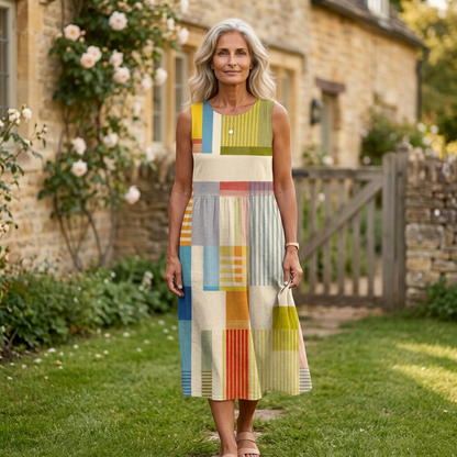 DELPHINE ARTISTIC-PRINT MIDI DRESS