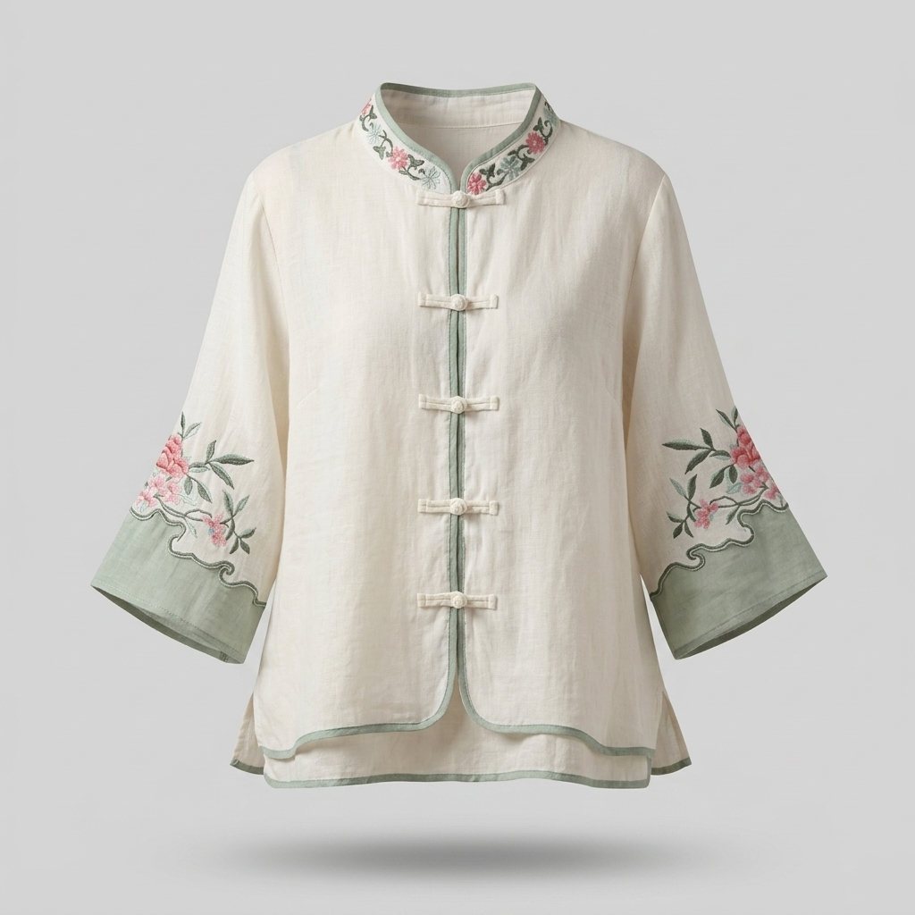 MARCOMBE FLARE-CUFF EMBROIDERED BLOUSE