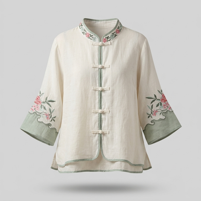 MARCOMBE FLARE-CUFF EMBROIDERED BLOUSE