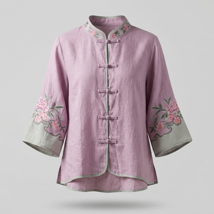MARCOMBE FLARE-CUFF EMBROIDERED BLOUSE