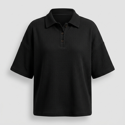 BANBURY SOFT WAFFLE POLO BLOUSE