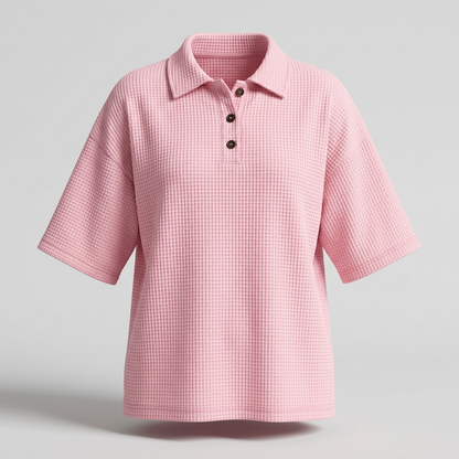 BANBURY SOFT WAFFLE POLO BLOUSE