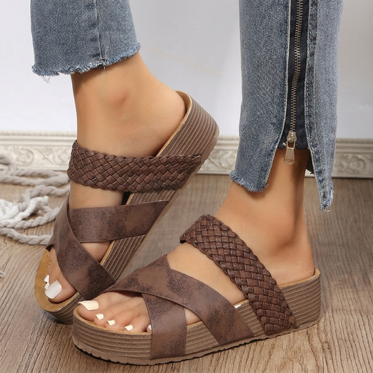 TREVANNA DOUBLE-STRAP WEDGE SANDALS