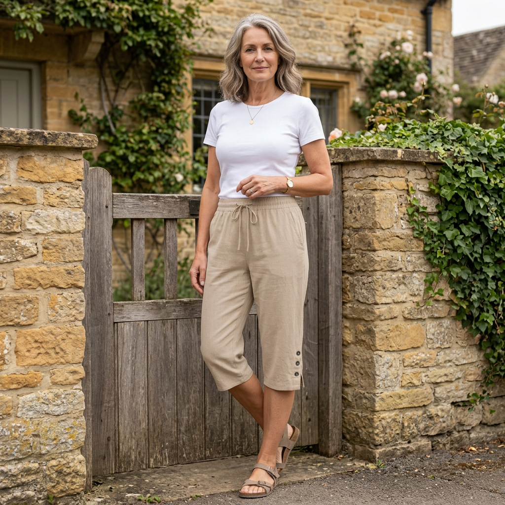 LANGPORT CALF-LENGTH CAPRI TROUSERS