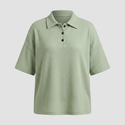 BANBURY SOFT WAFFLE POLO BLOUSE