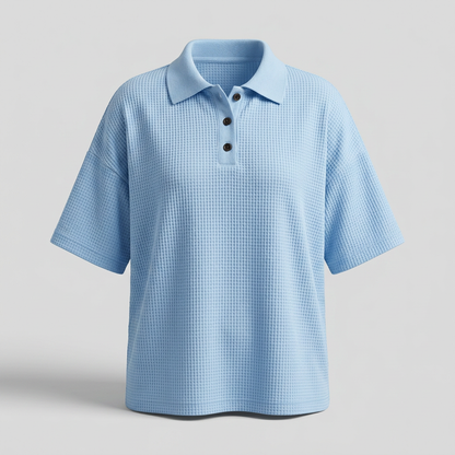 BANBURY SOFT WAFFLE POLO BLOUSE