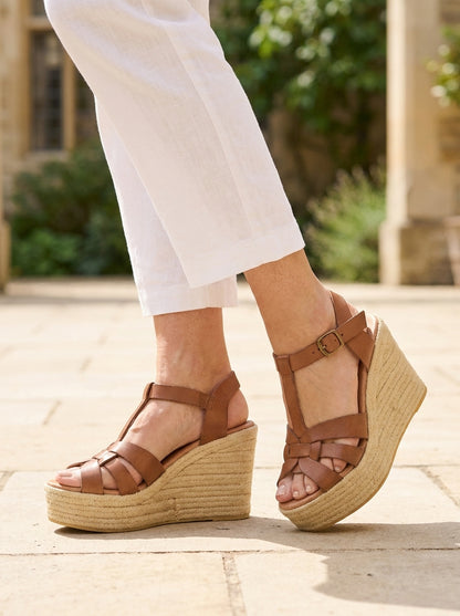 SOLENNE TAN ESPADRILLE SANDALS