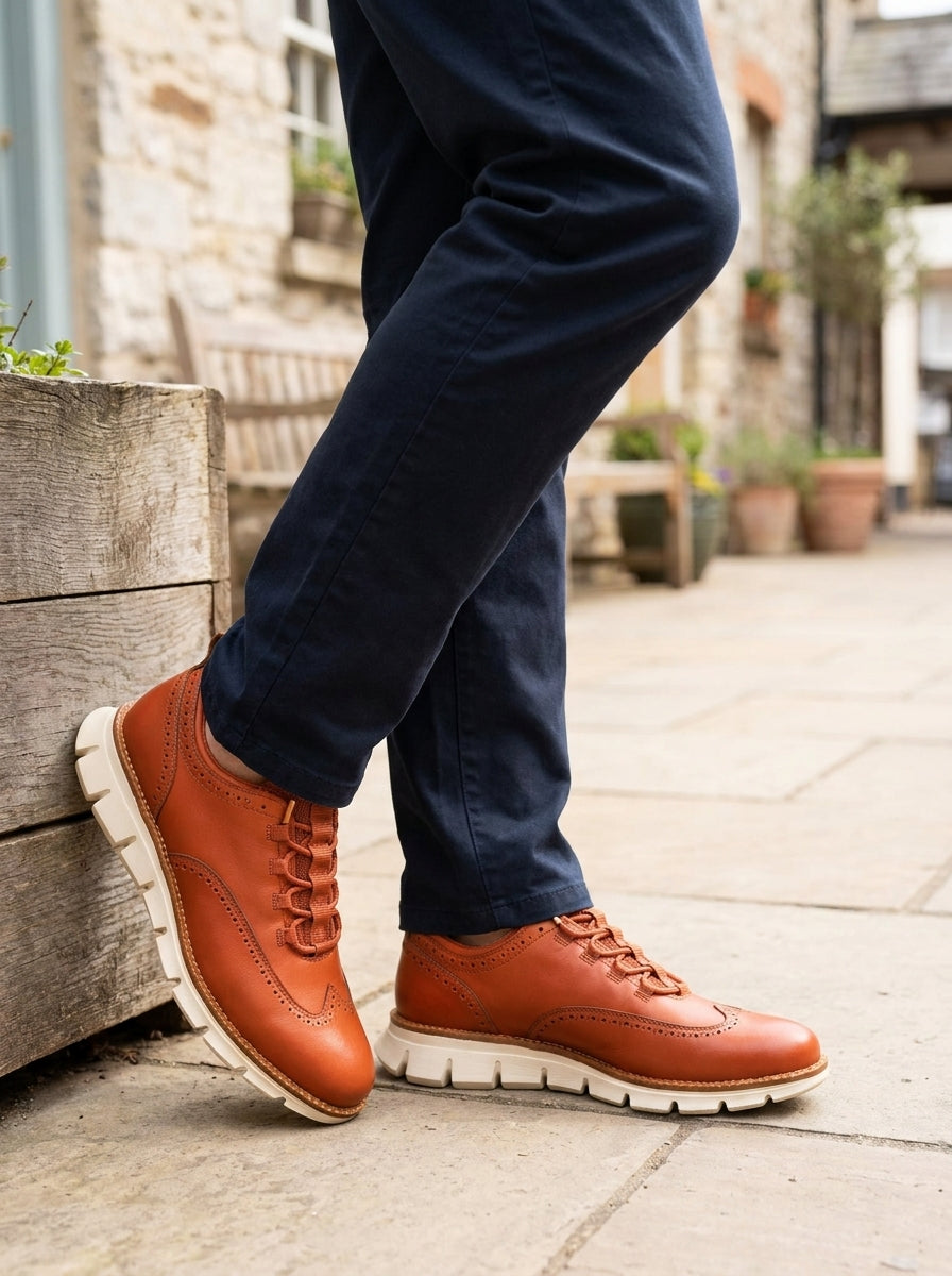 CAVENDISH WINGTIP LEATHER TRAINERS
