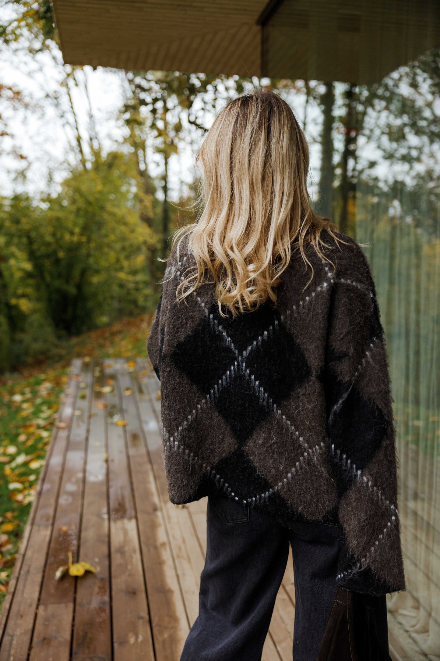 ELODIE CHECKERED KNIT SWEATER