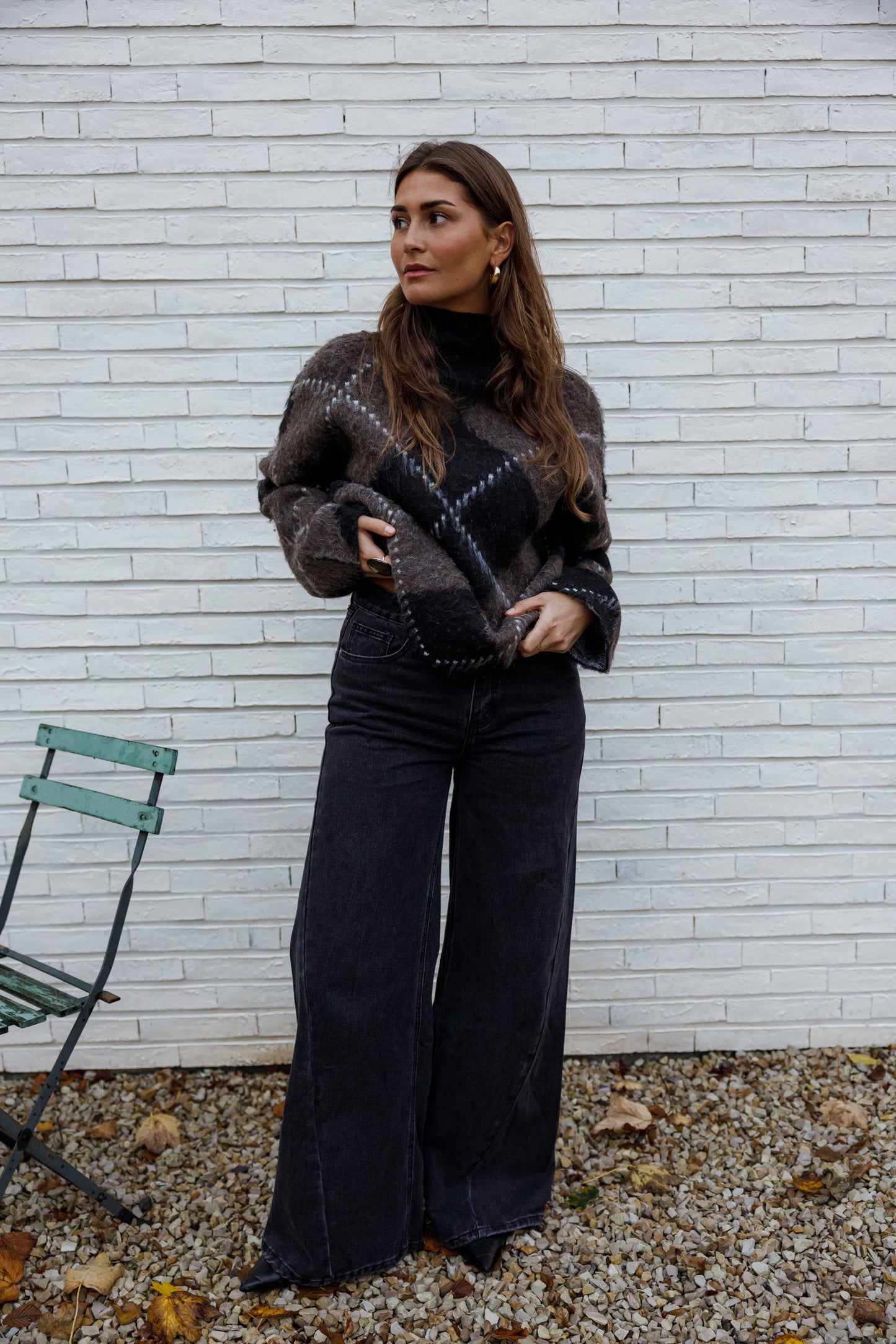 ELODIE CHECKERED KNIT SWEATER