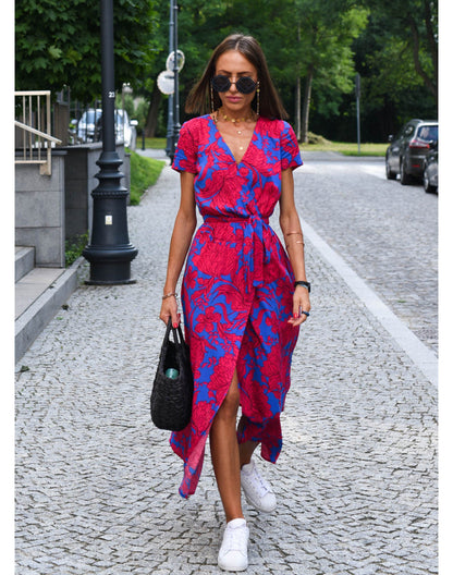 ALINA FLORAL WRAP MIDI DRESS