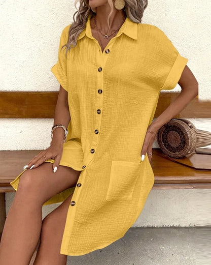 MARIA LINEN POCKET SHIRT DRESS