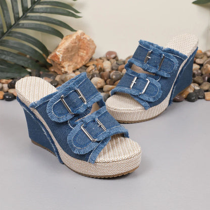 DENIM RISE SANDALS