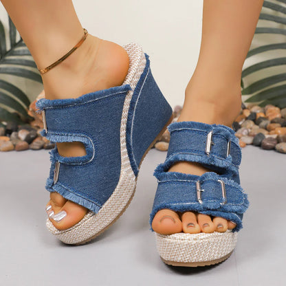 DENIM RISE SANDALS