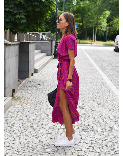 ALINA FLORAL WRAP MIDI DRESS