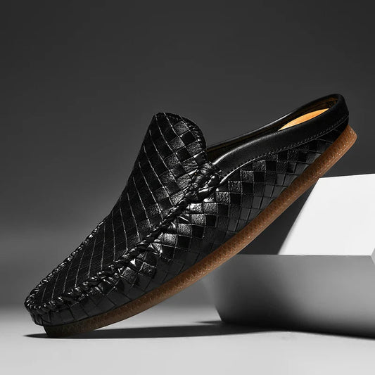 EFIM WOVEN LEATHER HALF SLIPPERS