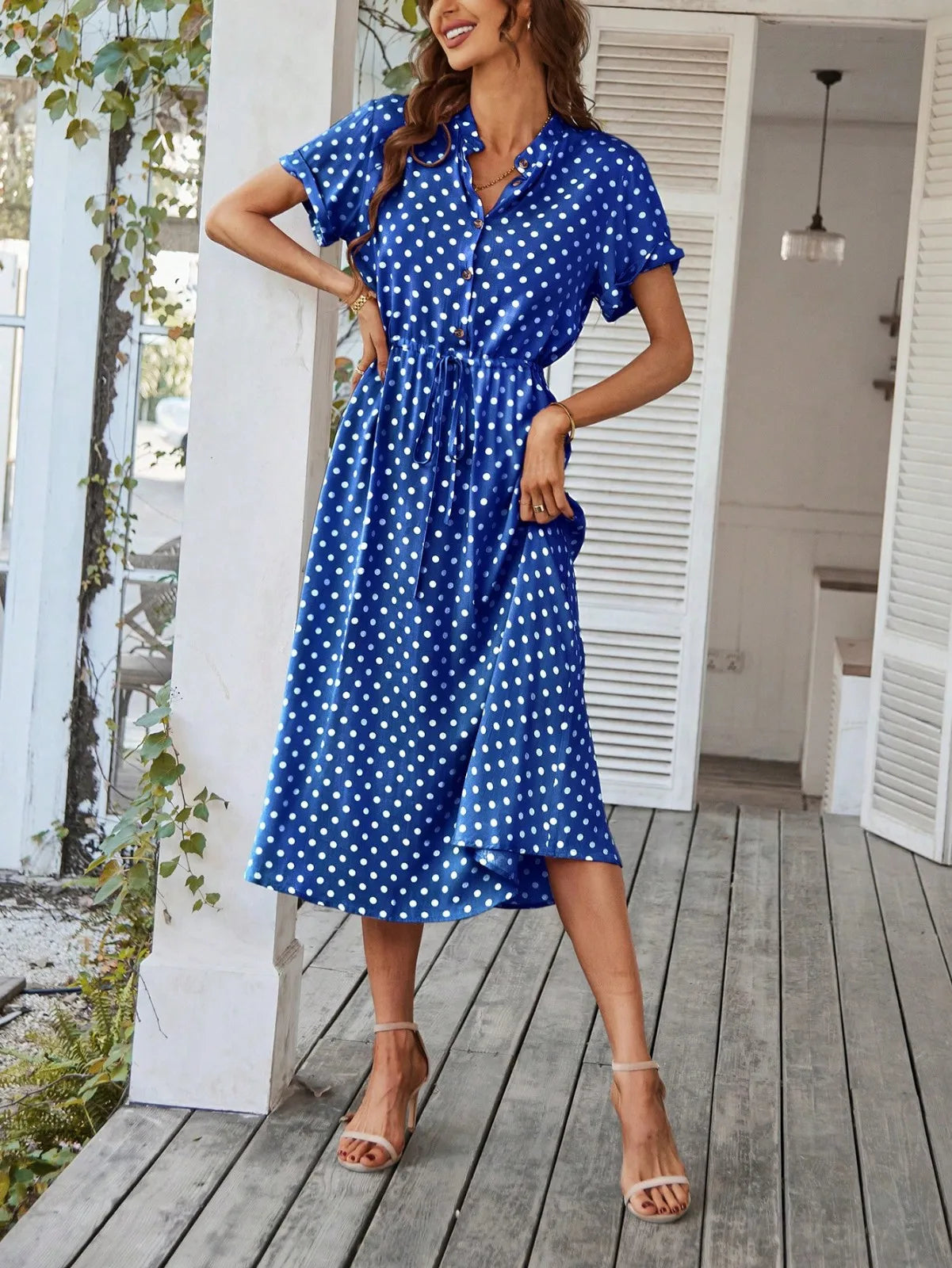 MARISOL POLKA DOT MIDI DRESS