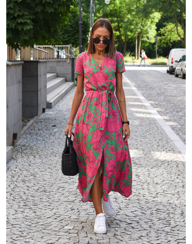 ALINA FLORAL WRAP MIDI DRESS