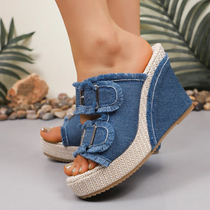 DENIM RISE SANDALS