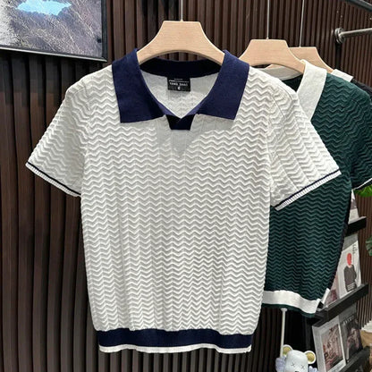 DE LUCA RIPPLE WEAVE POLO SHIRT