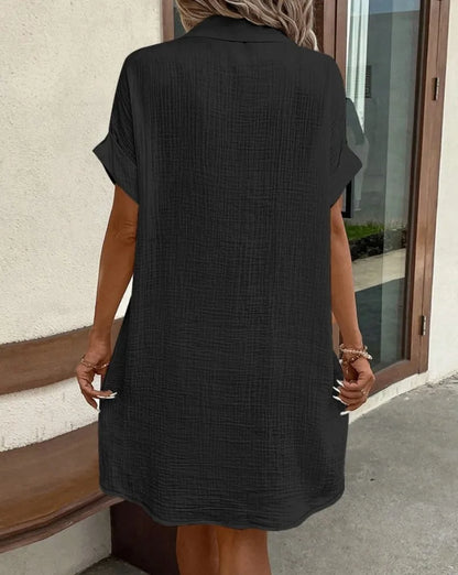 MARIA LINEN POCKET SHIRT DRESS