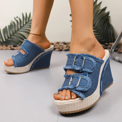 DENIM RISE SANDALS