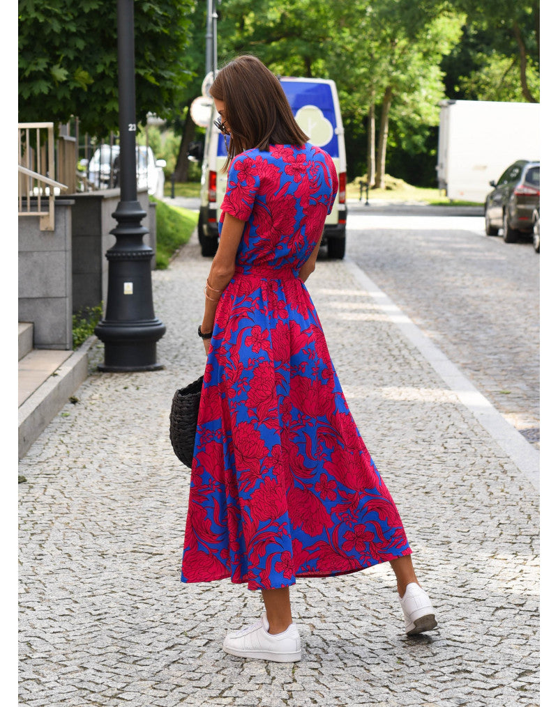 ALINA FLORAL WRAP MIDI DRESS
