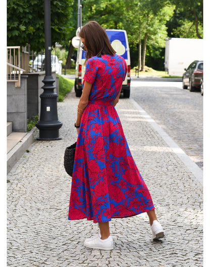 ALINA FLORAL WRAP MIDI DRESS