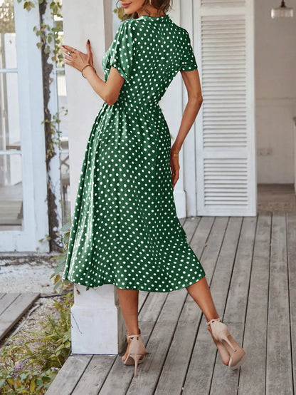 MARISOL POLKA DOT MIDI DRESS