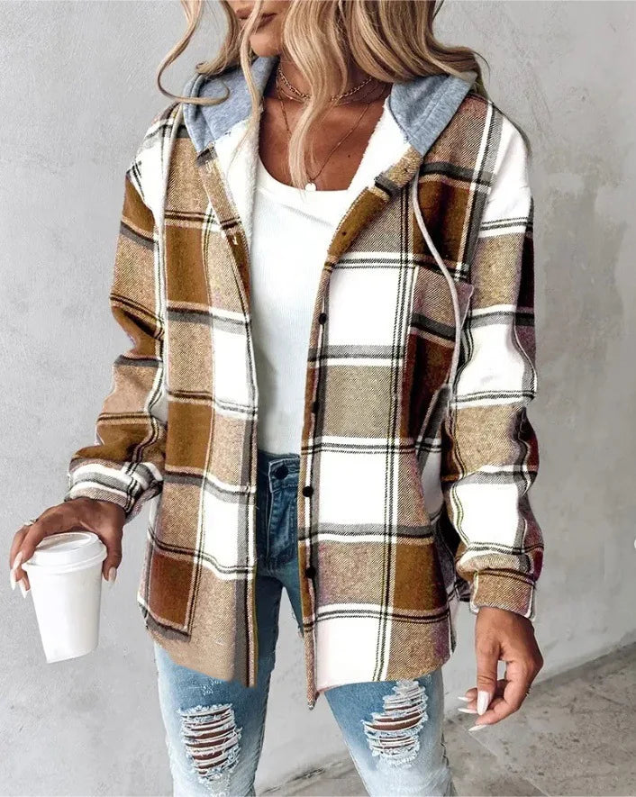 HIGHLAND PLAID HOODED COAT