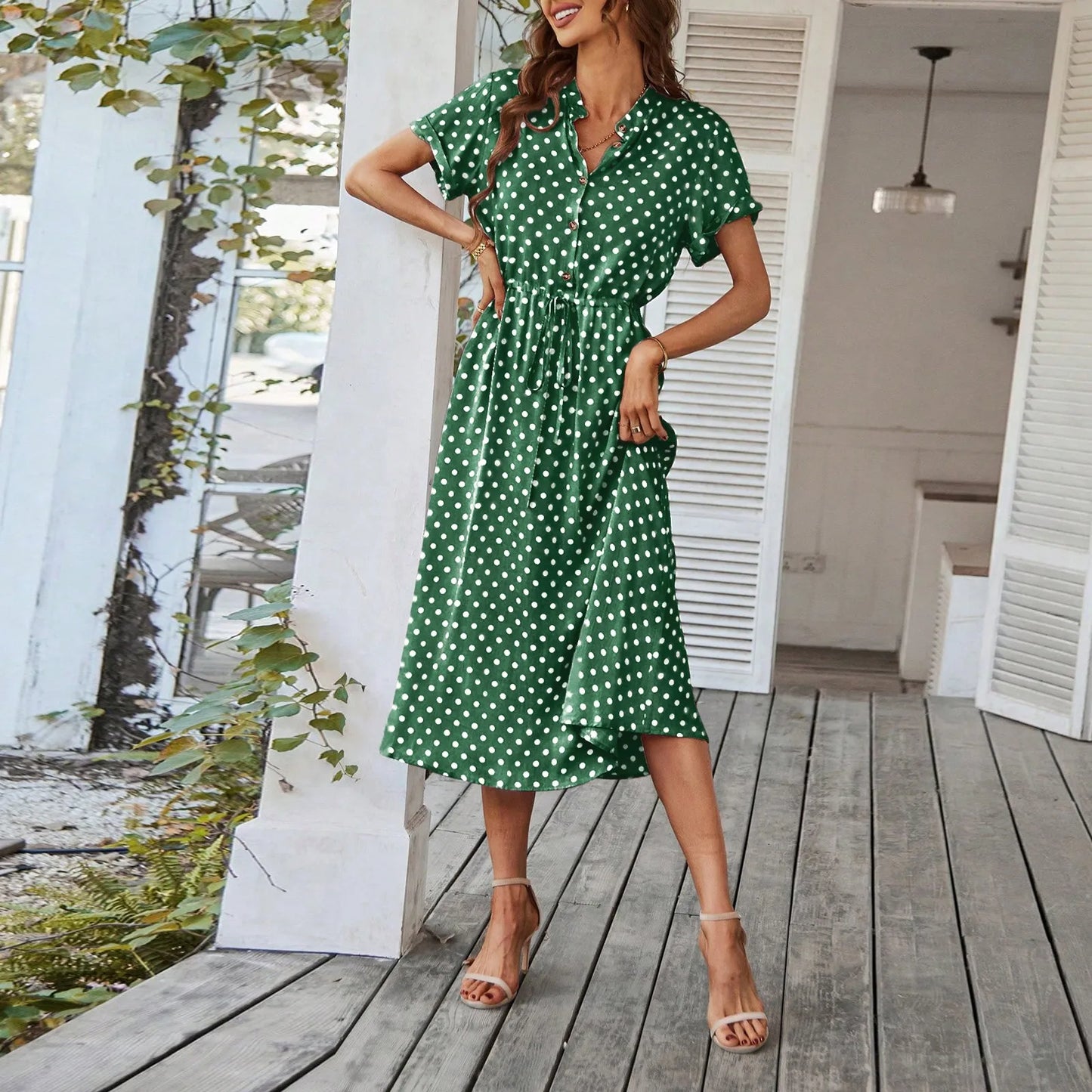 MARISOL POLKA DOT MIDI DRESS