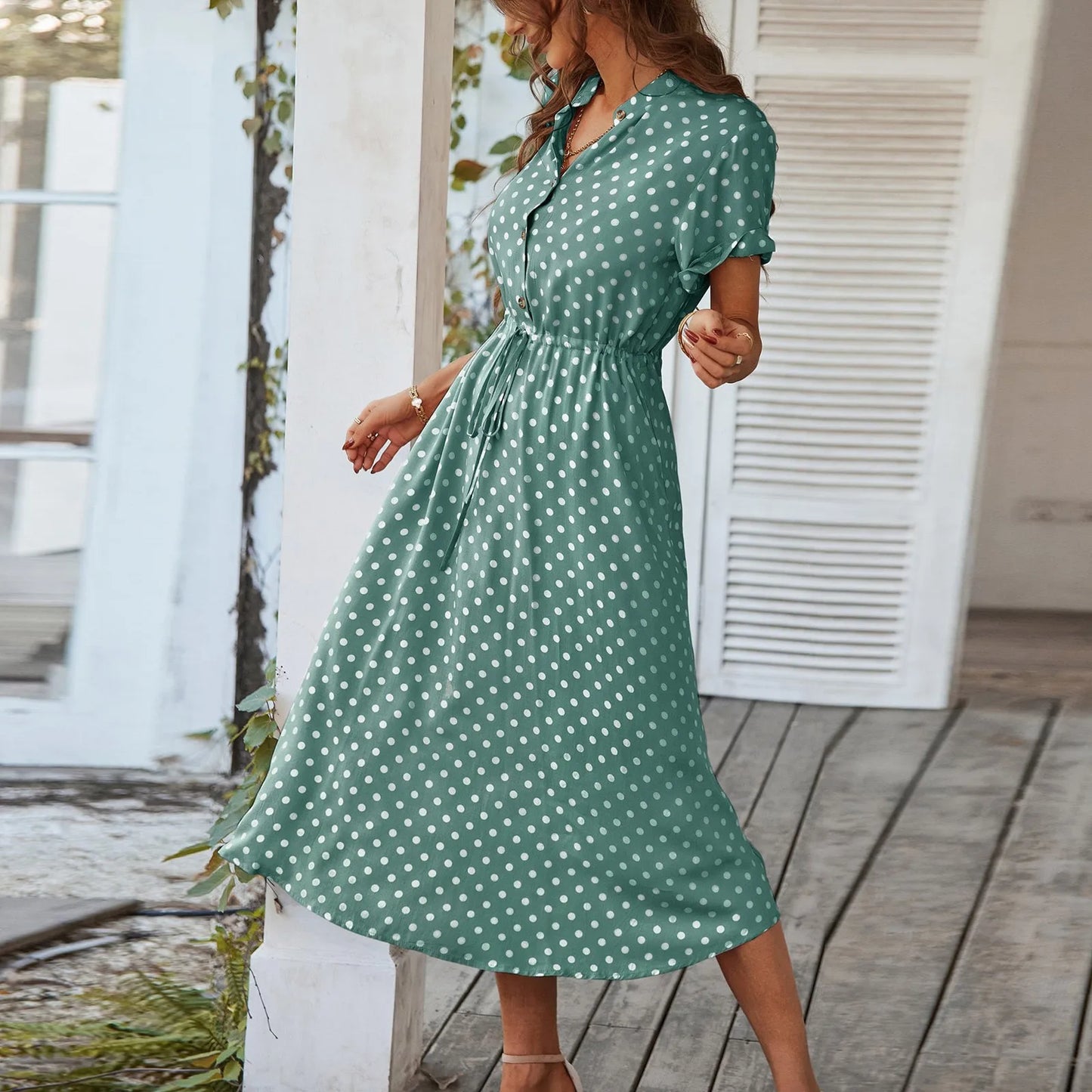 MARISOL POLKA DOT MIDI DRESS