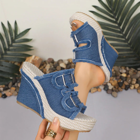 DENIM RISE SANDALS