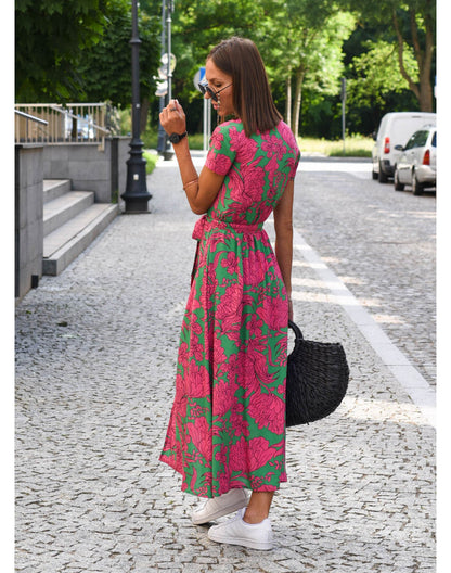 ALINA FLORAL WRAP MIDI DRESS