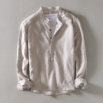 CALLUM LINEN MANDARIN SHIRT