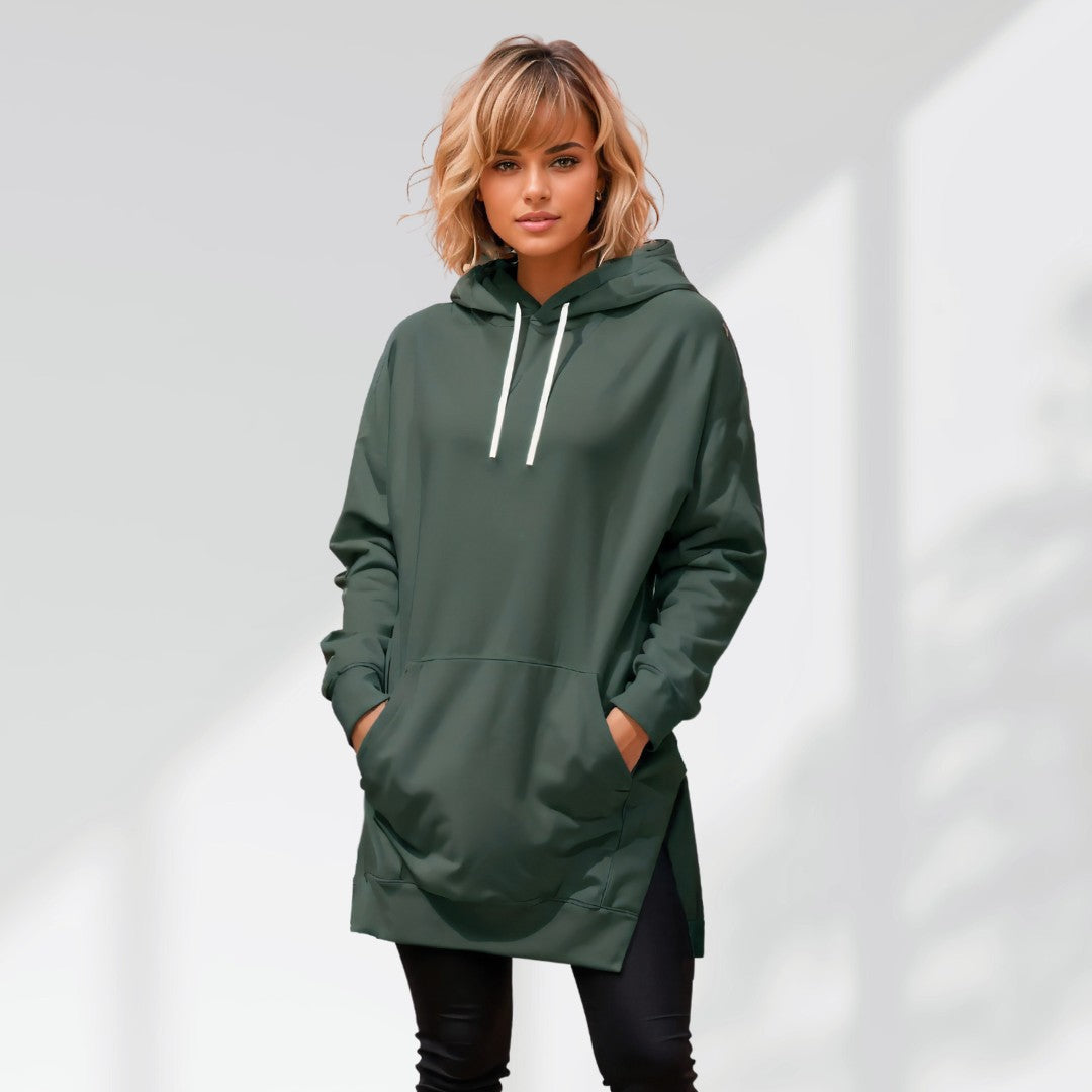 AVELMERE SOFT-FLEECE HOODIE DRESS