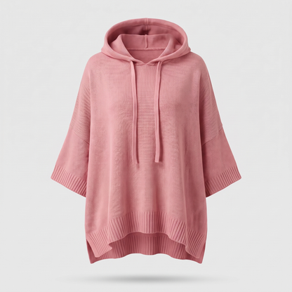 DRAPED KNIT HOODIE TOP