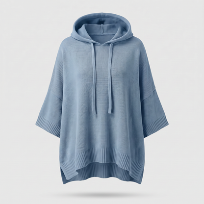 DRAPED KNIT HOODIE TOP