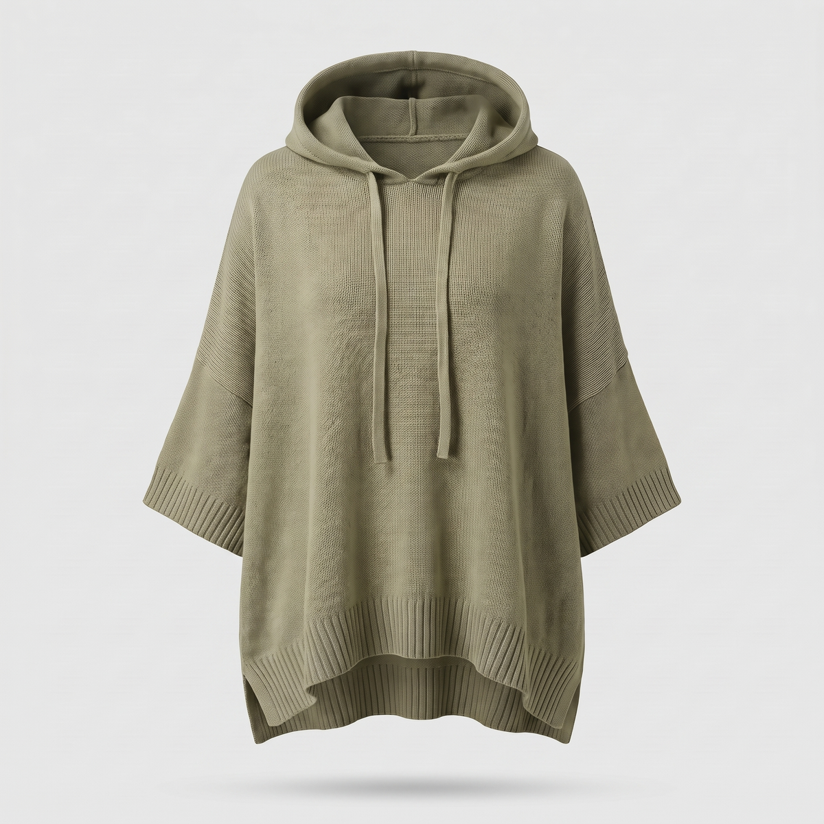 DRAPED KNIT HOODIE TOP