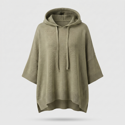DRAPED KNIT HOODIE TOP